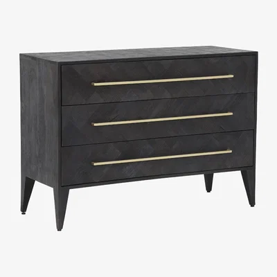 Barker and Stonehouse Onyx 3 Drawer Wide Chest, Black Mango Wood | Barker & Stonehouse