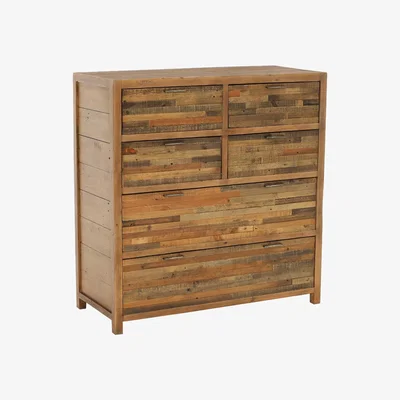 Barker and Stonehouse 6 Drawer Chest Cabinet - Reclaimed Wood - Light Brown - W110 x D48 x H114cm - Barker &amp; Stonehouse
