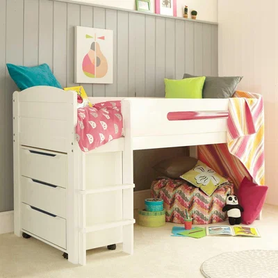 Barker and Stonehouse Kenzie Mid Single Sleeper With Chest Of Drawers, White | Barker & Stonehouse