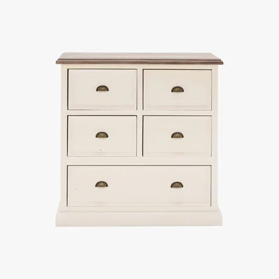 Barker and Stonehouse Carisbrooke Reclaimed Wood 5 Drawer Chest, Stucco White