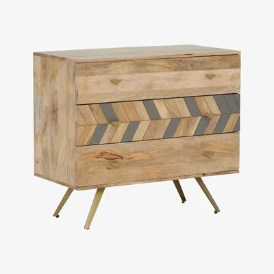 Barker and Stonehouse Leif Chest of 3 Drawers, Neutral Mango Wood | Barker & Stonehouse