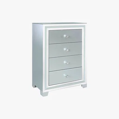 Barker and Stonehouse Quartz 4 Drawer Chest, Grey Glass and Mirror