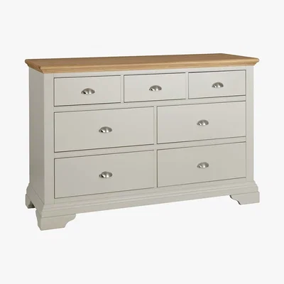 Barker and Stonehouse Carrington 3 Over 4 Drawer Wide Chest, Soft Grey and Oak