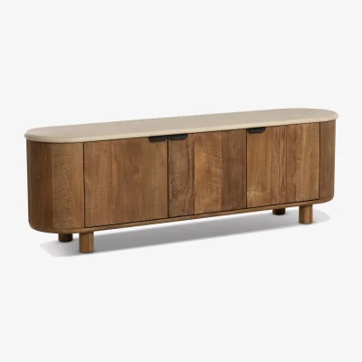 Barker and Stonehouse Panama 3 Door TV Dresser 170x40x55cm, Brown Stone Effect | Barker & Stonehouse