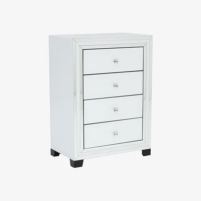 Barker and Stonehouse Krystal 4 Drawer Chest, White Glass | Barker & Stonehouse