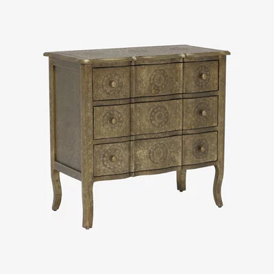 Barker and Stonehouse Zinnia 3 Drawer Chest, Gold Metal | Barker & Stonehouse