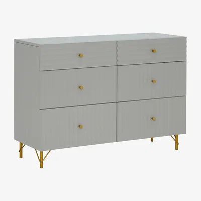 Barker and Stonehouse Verity 6 Drawer Wide Chest, Grey | Barker & Stonehouse