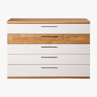 Barker and Stonehouse Azalas 5 Drawer Wide Chest, Cream High Gloss