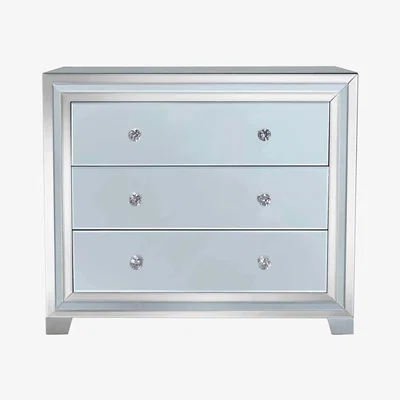 Barker and Stonehouse Quartz 3 Drawer Chest, Grey Glass and Mirror
