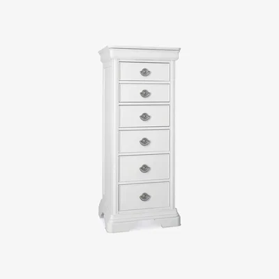 Barker and Stonehouse Havisham 6 Drawer Tall Chest, White | Barker & Stonehouse