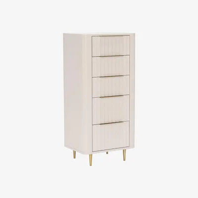 Barker and Stonehouse Lucia 5 Drawer Tall Chest, White Mahogany Wood | Barker & Stonehouse