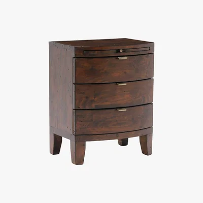 Barker and Stonehouse Navajos Reclaimed Wood 3 Drawer Wide Bedside Chest, Chestnut