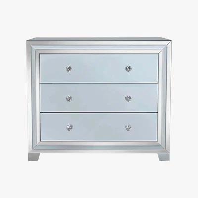 Barker and Stonehouse Quartz 3 Drawer Chest, Grey Glass and Mirror
