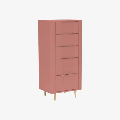 Barker and Stonehouse Olivia 5 Drawer Tall Chest, Yellow Metal | Barker & Stonehouse