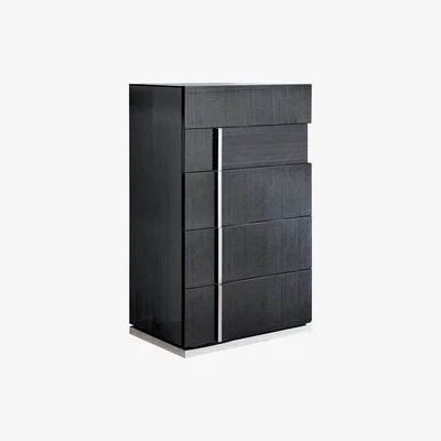 Barker and Stonehouse Borgia 5 Drawer Chest, Grey High Gloss