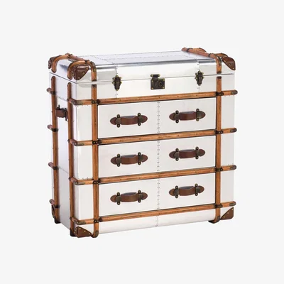 Barker and Stonehouse Timothy Oulton Globetrekker Medium Chest, 776 Metal | Barker & Stonehouse