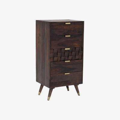 Barker and Stonehouse Kora 5 Drawer Tall Chest, Brown Wood | Barker & Stonehouse
