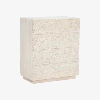 Barker and Stonehouse Casablanca 4 Drawer Chest, White Mango Wood | Barker & Stonehouse