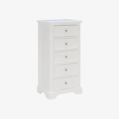 Barker and Stonehouse Medway 5 Drawer Wellington Chest, White Wood | Barker & Stonehouse