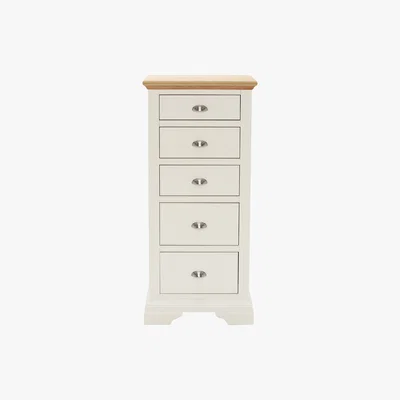 Barker and Stonehouse Carrington 5 Drawer Tall Chest, Ivory and Oak