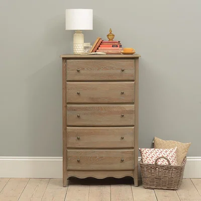 The Cotswold Company Camille Limewash Oak Tall 5 Drawer Chest