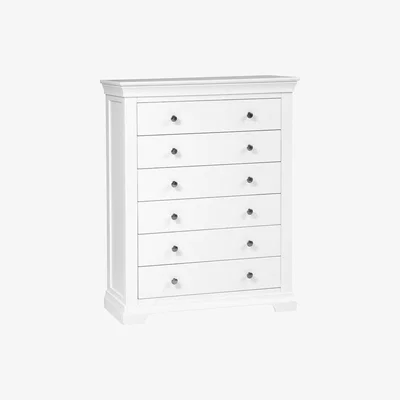 The Cotswold Company Chantilly Warm White Tall 6 Drawer Chest