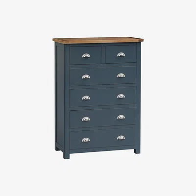 The Cotswold Company Westcote Inky Blue 2 Over 4 Drawer Chest