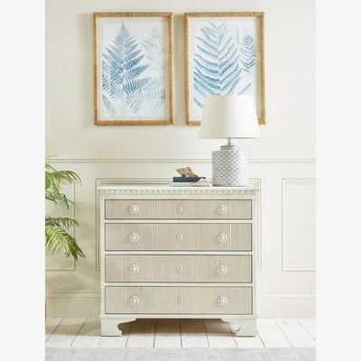 Cox and Cox Whitewashed Ribbed Chest of Drawers
