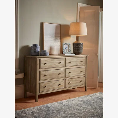 Cox and Cox Camille Double Chest of Drawers - Limewashed