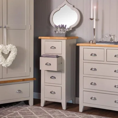 Chiltern Oak Furniture Chester Stone Painted Oak 4 Drawer Tallboy