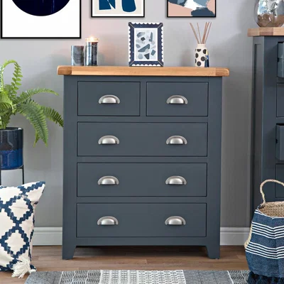 Chiltern Oak Furniture Hampshire Blue Painted Oak 2 Over 3 Chest