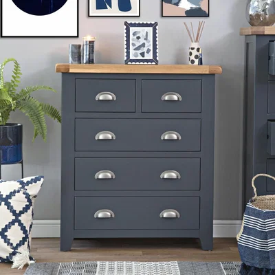 Chiltern Oak Furniture Hampshire Blue Painted Oak 2 Over 3 Chest