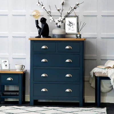 Chiltern Oak Furniture Rutland Blue Painted Oak 2 Over 3 Chest