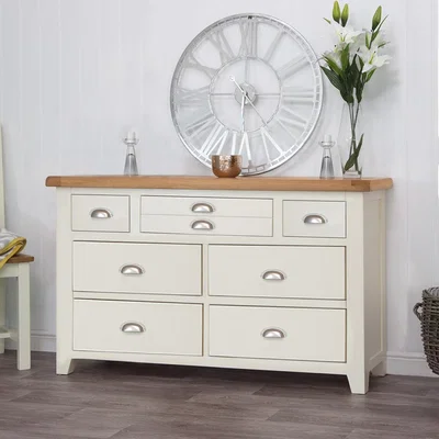 Chiltern Oak Furniture Hampshire Ivory Painted Oak 3 Over 4 Chest
