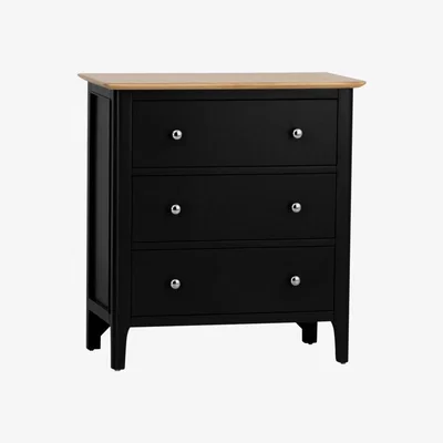 Chiltern Oak Furniture Bergen Black Painted Oak Chest of 3 Drawers