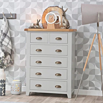 Chiltern Oak Furniture Hampshire Grey Painted Oak 2 Over 4 Chest