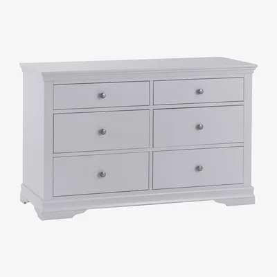 Chiltern Oak Furniture Florence Grey Painted Chest of 6 Drawers