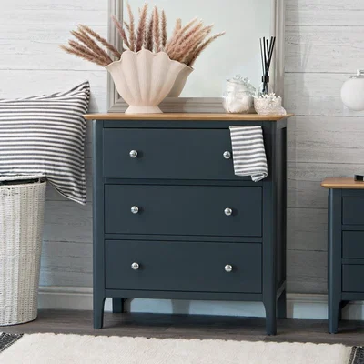 Chiltern Oak Furniture Bergen Blue Painted Oak Chest of 3 Drawers