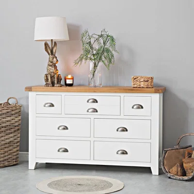 Chiltern Oak Furniture Hampshire White Painted Oak 3 Over 4 Chest