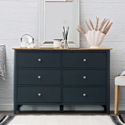 Chiltern Oak Furniture Bergen Blue Painted Oak Chest of 6 Drawers
