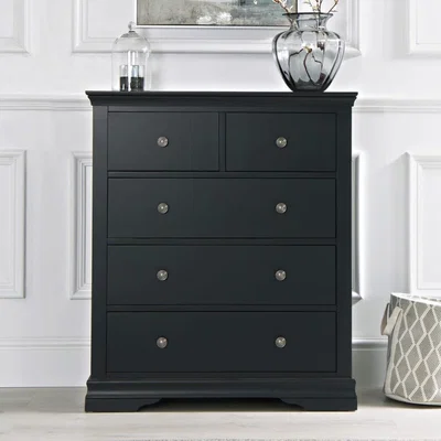 Chiltern Oak Furniture Florence Midnight Grey Painted 2 Over 3 Chest