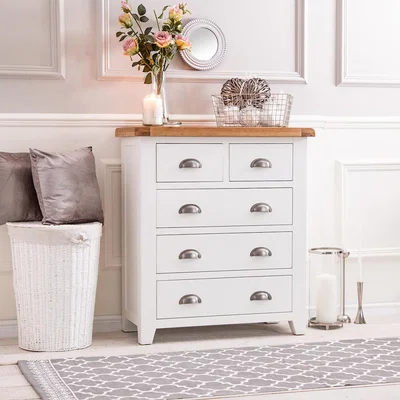 Chiltern Oak Furniture Hampshire White Painted Oak 2 Over 3 Chest