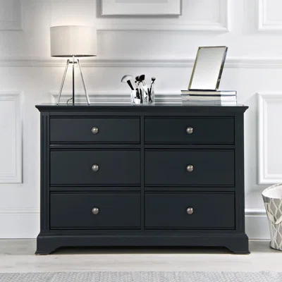 Chiltern Oak Furniture Banbury Midnight Grey Painted Chest of 6 Drawers