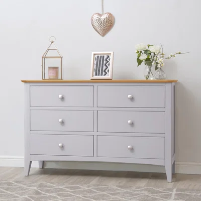 Chiltern Oak Furniture Malvern Shaker Grey Painted Oak Chest of 6 Drawers
