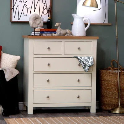 Chiltern Oak Furniture Salisbury Ivory Painted Oak 2 Over 3 Chest