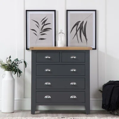 Chiltern Oak Furniture Suffolk Midnight Grey Painted Oak 2 Over 3 Chest