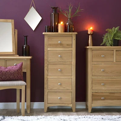 Chiltern Oak Furniture Gloucester Oak 5 Drawer Tallboy