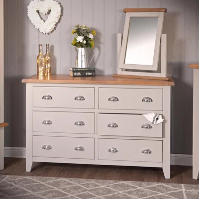 Chiltern Oak Furniture Chester Stone Painted Oak Chest of 6 Drawers