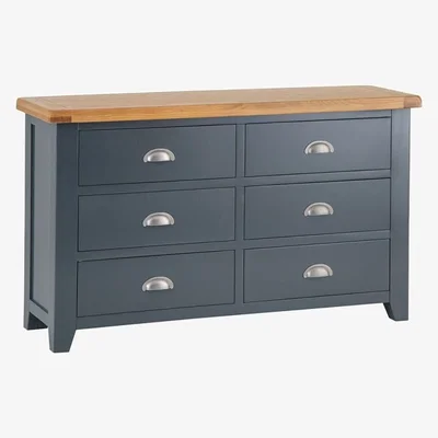 Chiltern Oak Furniture Hampshire Blue Painted Oak 6 Drawer Chest