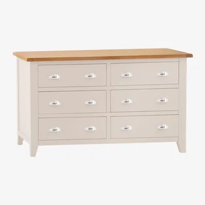 Chiltern Oak Furniture Chester Stone Painted Oak Chest of 6 Drawers